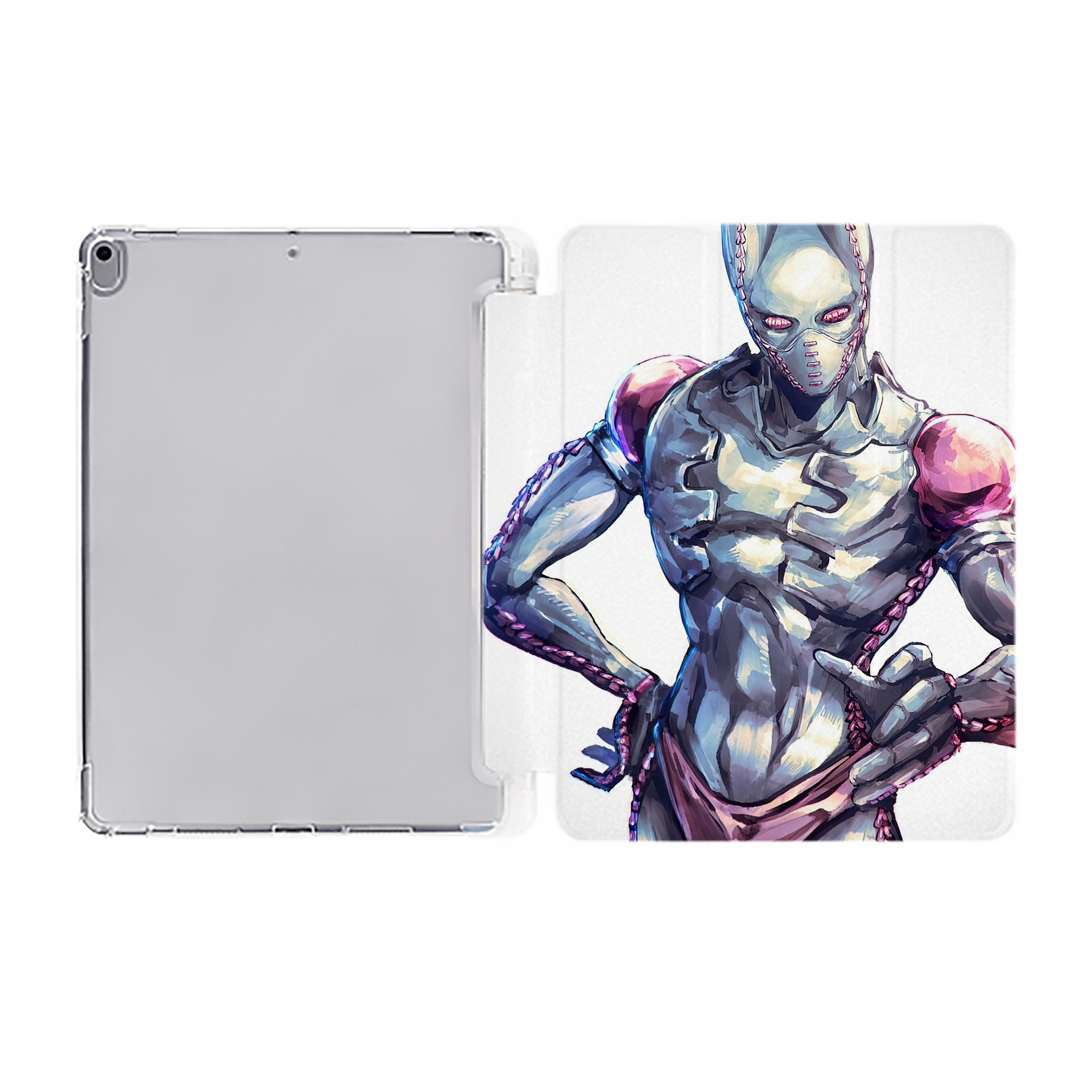 （画像用） ジョジョの奇妙な冒険 JoJo's Bizarre Adventure IPad ケース ペン収納付き 三つ折りスタンド PUレザー×シリコン 対応機種9.5/10.5/10.9インチ
